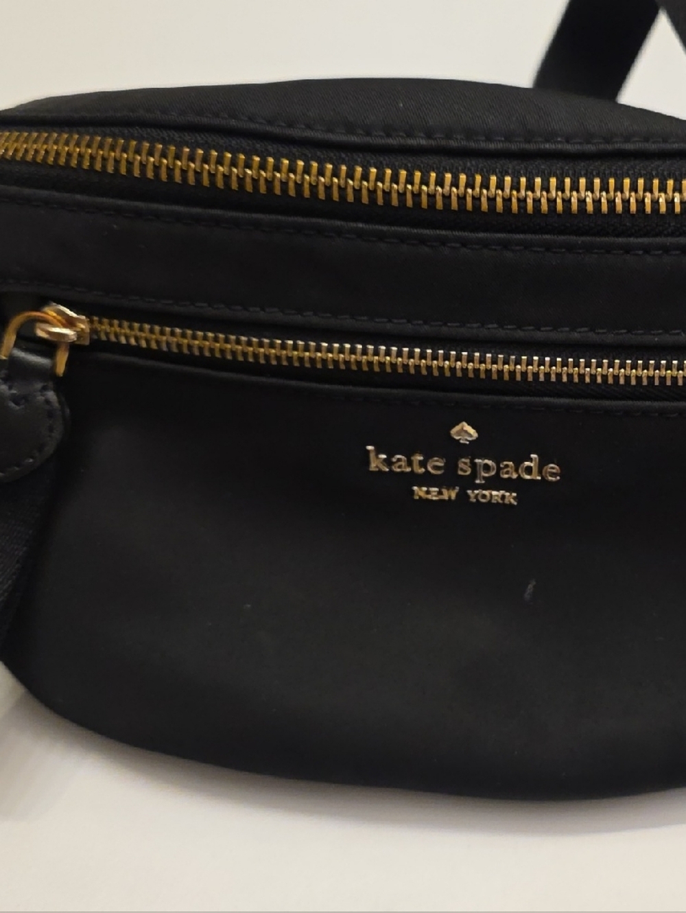 kate spade Black Nylon Crossbody Belt Bag with Gold Hardware
